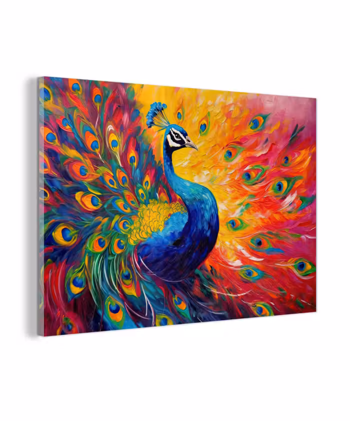 Glas schilderij - Pauw - Kunst - Schilderij - Pauwenveren