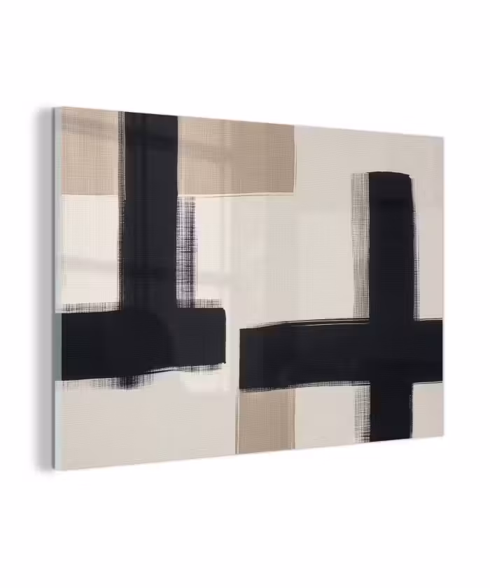 Glas schilderij - Zwart - Abstract - Japandi