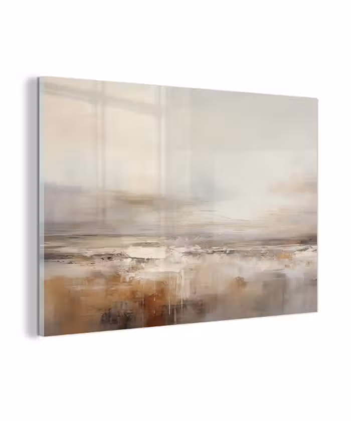 Glas schilderij - Kunst - Industrieel - Grijs - Bruin - Abstract