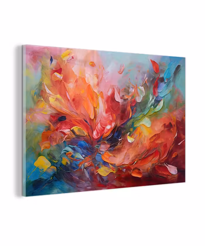 Glas schilderij - Olieverf - Kunst - Abstract - Kleurrijk