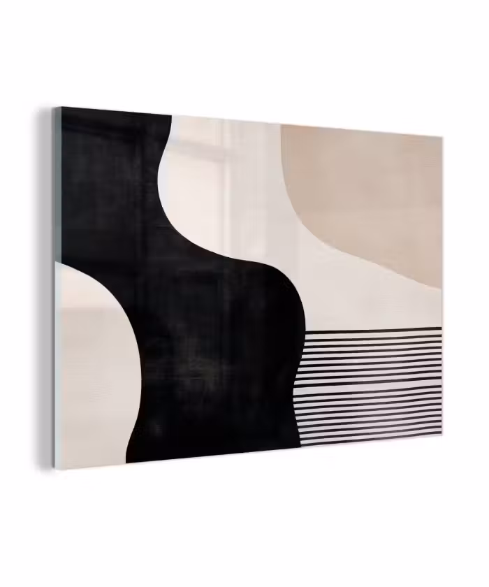 Glas schilderij - Abstract - Japandi - Beige - Modern