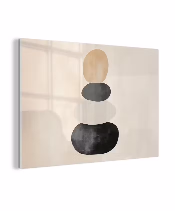 Glas schilderij - Japandi - Wabi sabi - Beige