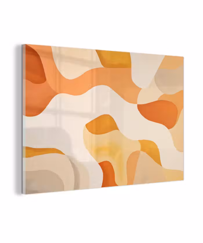 Glas schilderij - Oranje - Abstract - Kunst
