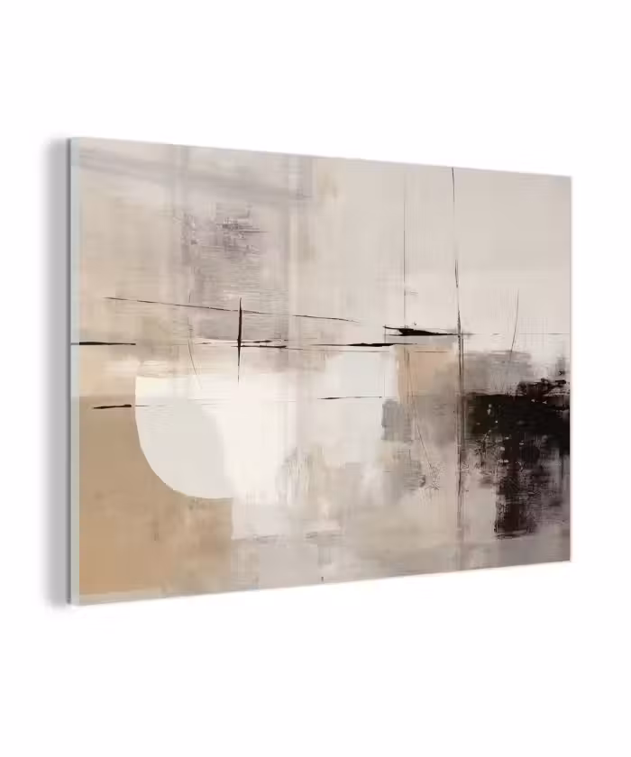 Glas schilderij - Abstract - Kunst - Grijs