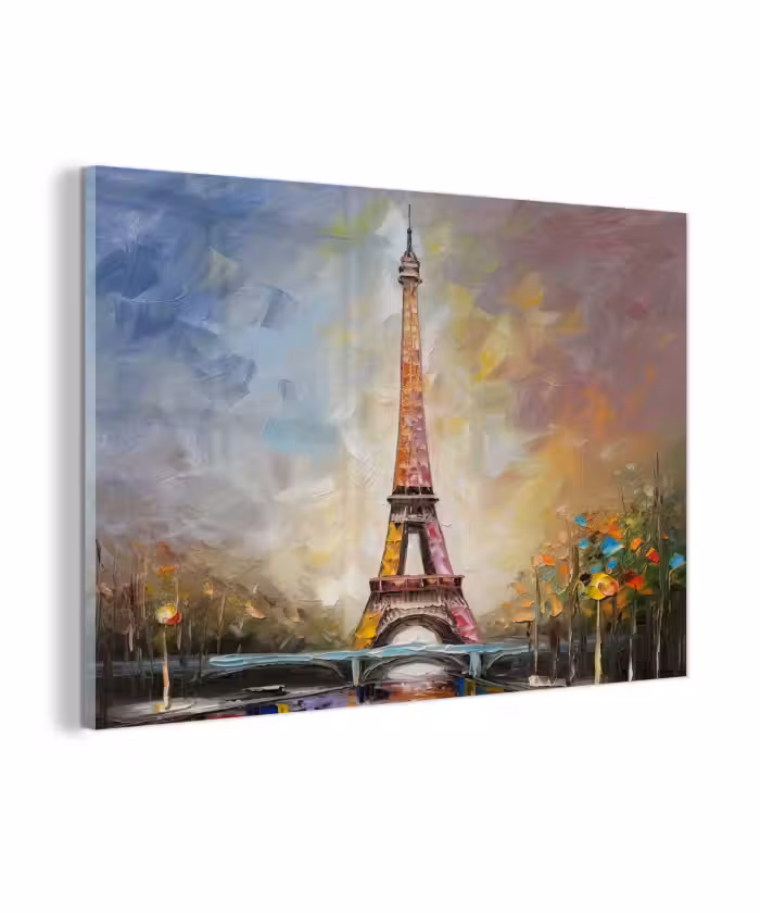 Glas schilderij - Eiffeltoren - Schilderij - Olieverf - Parijs