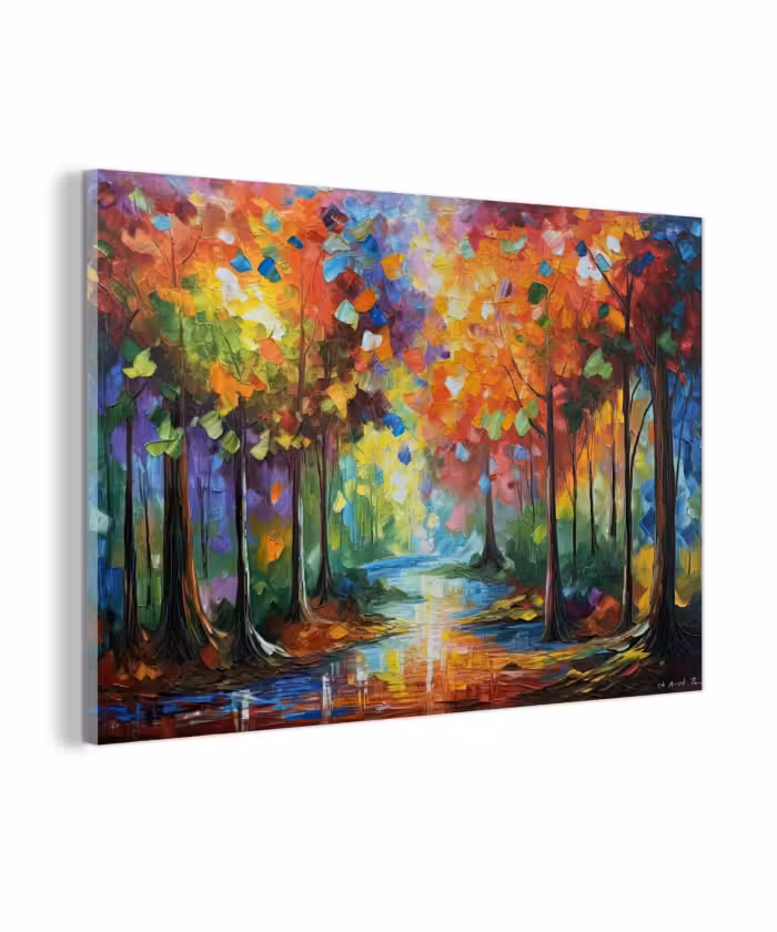 Glas schilderij - Landschap - Bos - Kleuren - Natuur