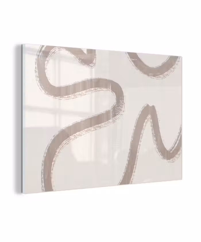 Glas schilderij - Moderne kunst - Beige - Abstract