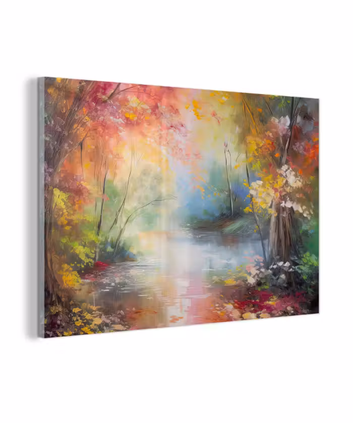 Glas schilderij - Landschap - Olieverf - Kleurrijk - Natuur