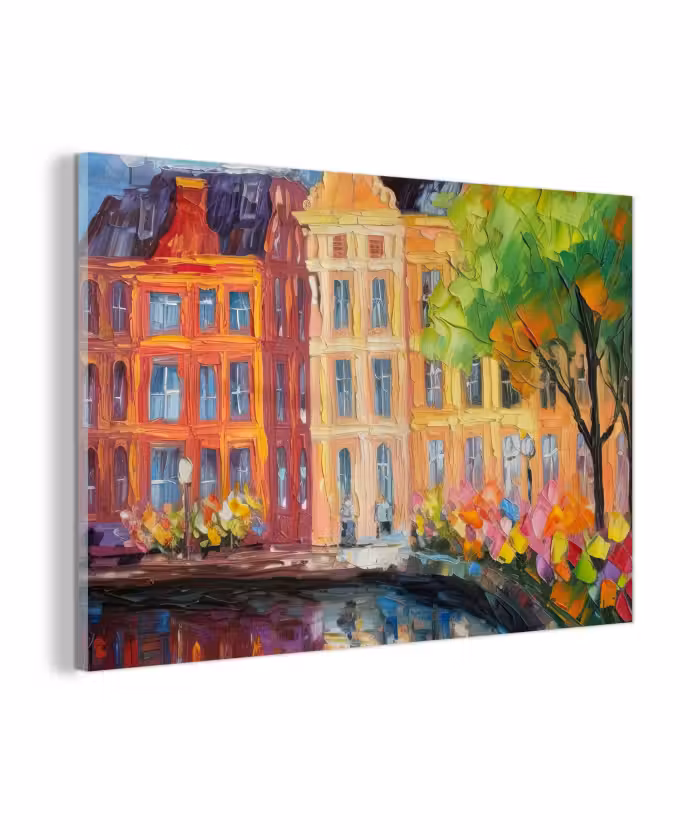 Glas schilderij - Olieverf - Amsterdam - Kunst - Kleurrijk