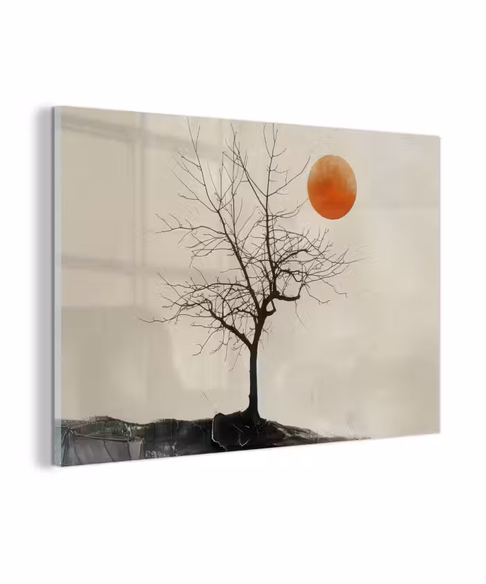 Glas schilderij - Boom - Zon - Modern - Landschap