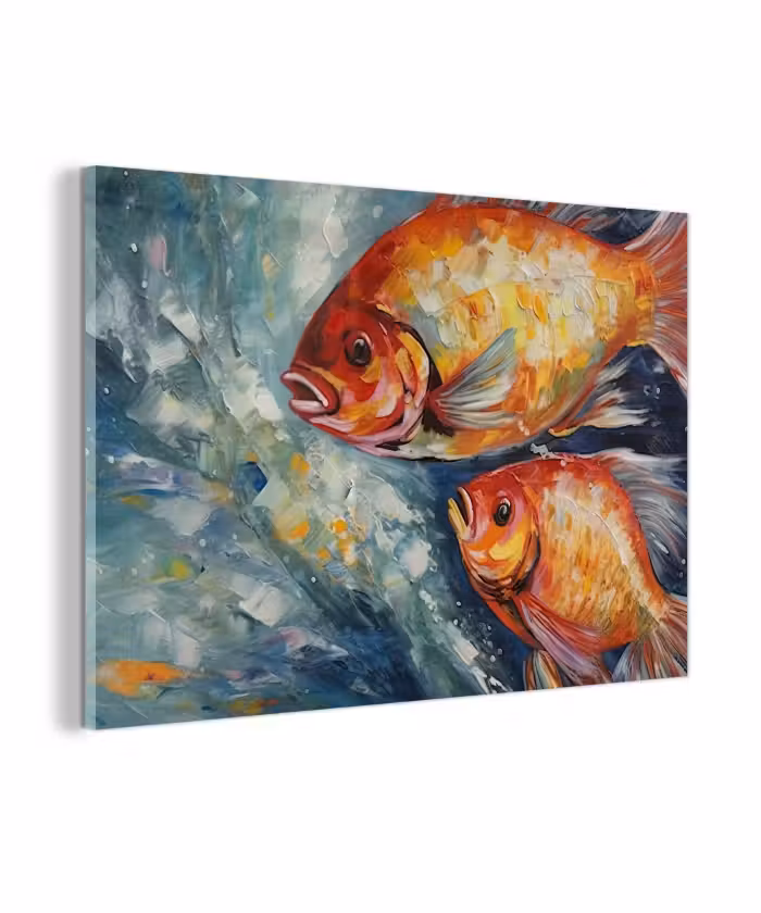 Glas schilderij - Vissen - Water - Dieren - Kunst - Olieverf
