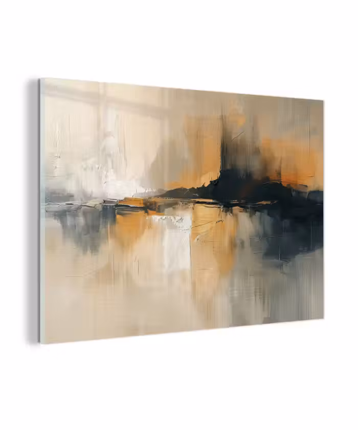 Glas schilderij - Modern - Abstract - Goud - Zwart