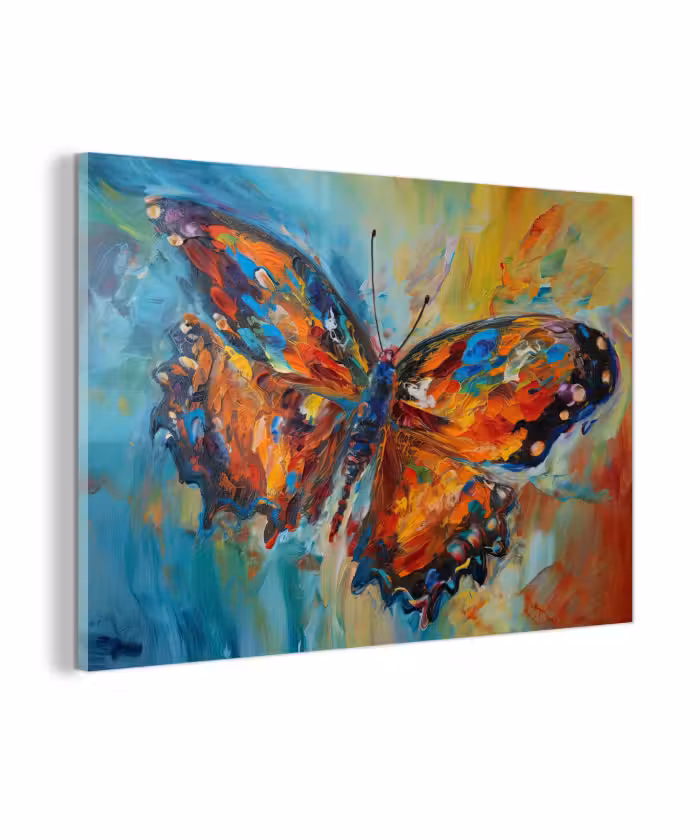 Glas schilderij - Vlinder - Kleuren - Kunst - Schilderij