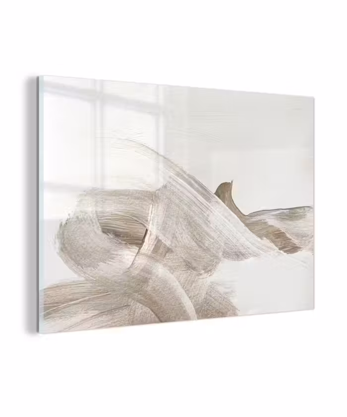 Glas schilderij - Abstract - Moderne kunst - Beige