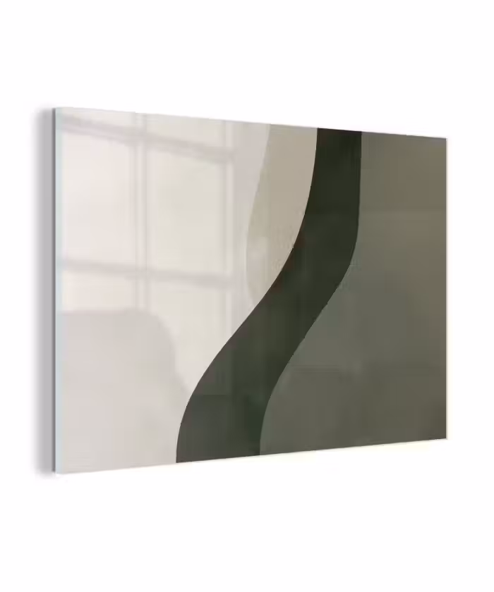Glas schilderij - Japandi - Groen - Abstract - Modern