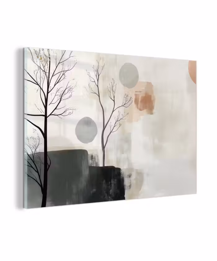 Glas schilderij - Wabi sabi - Beige - Plant