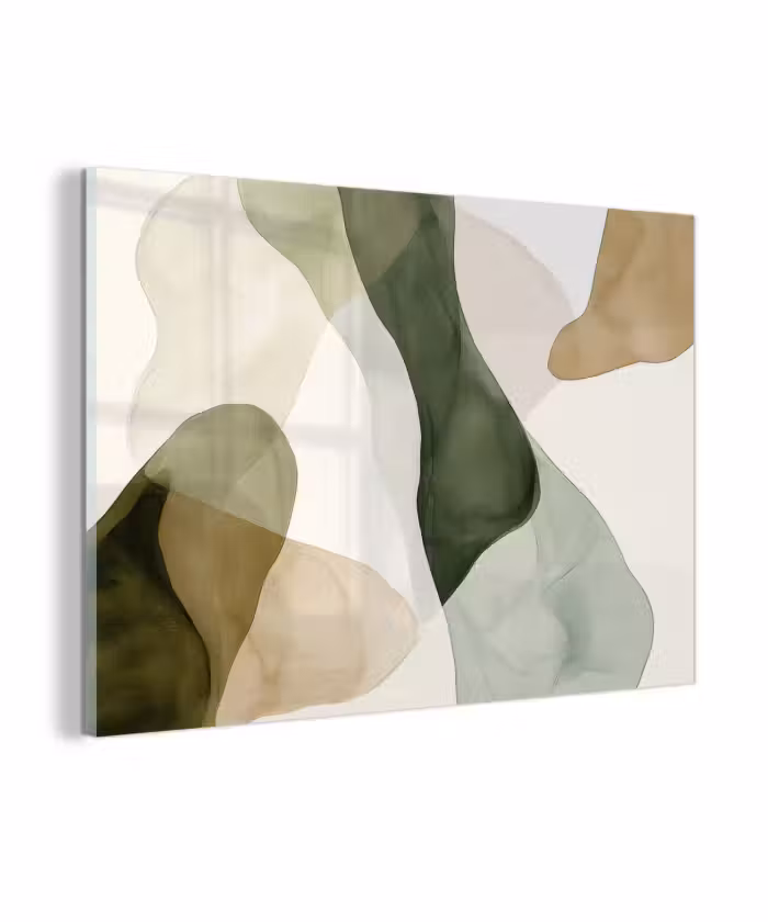 Glas schilderij - Japandi - Abstract - Groen