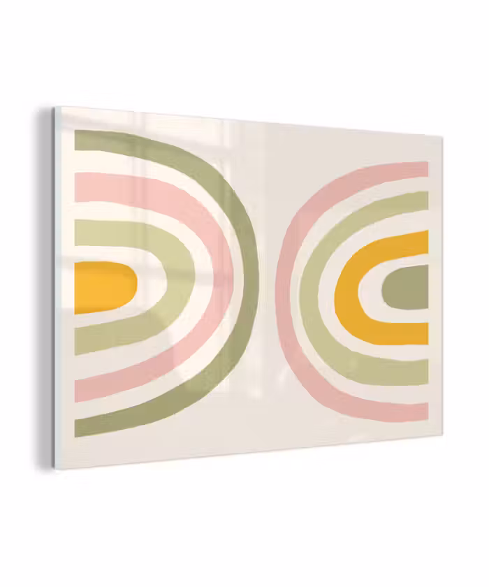 Glas schilderij - Regenboog - Pastel - Groen - Roze - Modern