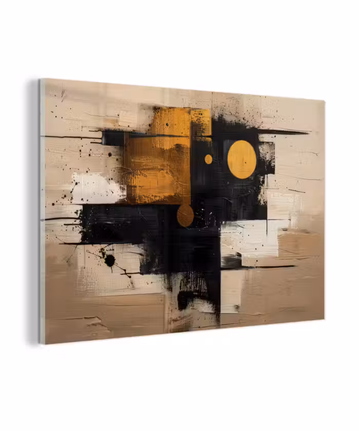 Glas schilderij - Abstract - Zwart - Goud - Modern