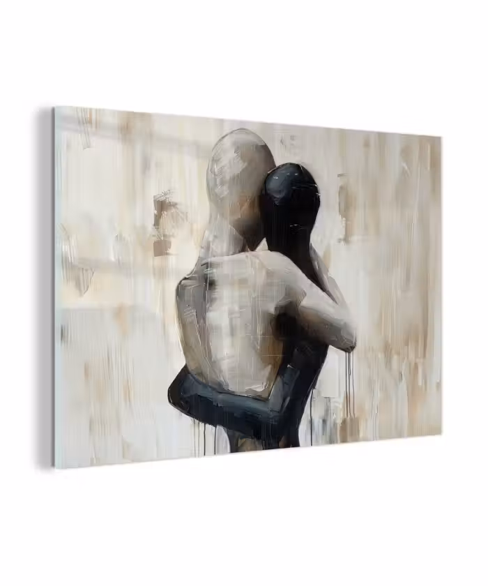 Glas schilderij - Abstract - Liefde - Zwart wit - Modern
