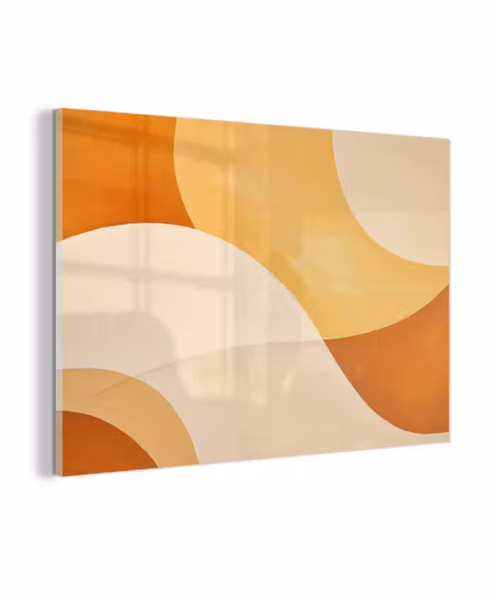 Glas schilderij - Abstract - Patroon - Modern - Beige - Oranje