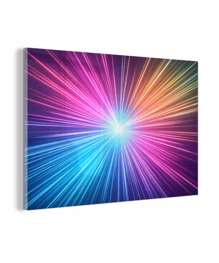 Glas schilderij - Abstract - Light - Burst - Modern - Colorful