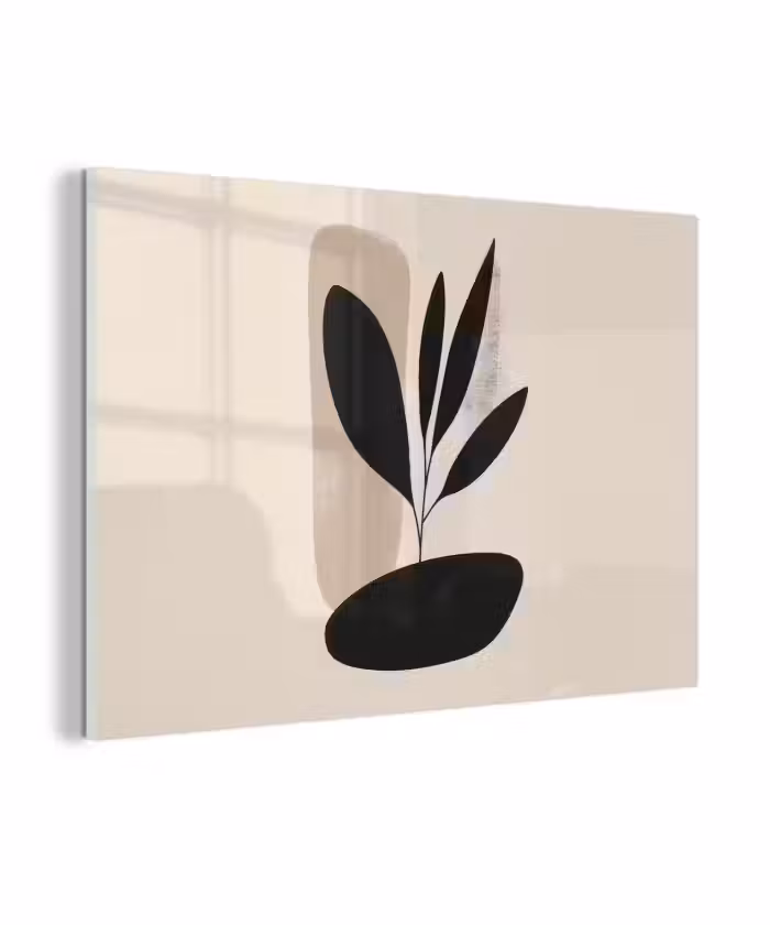 Glas schilderij - Plant - Beige - Japandi