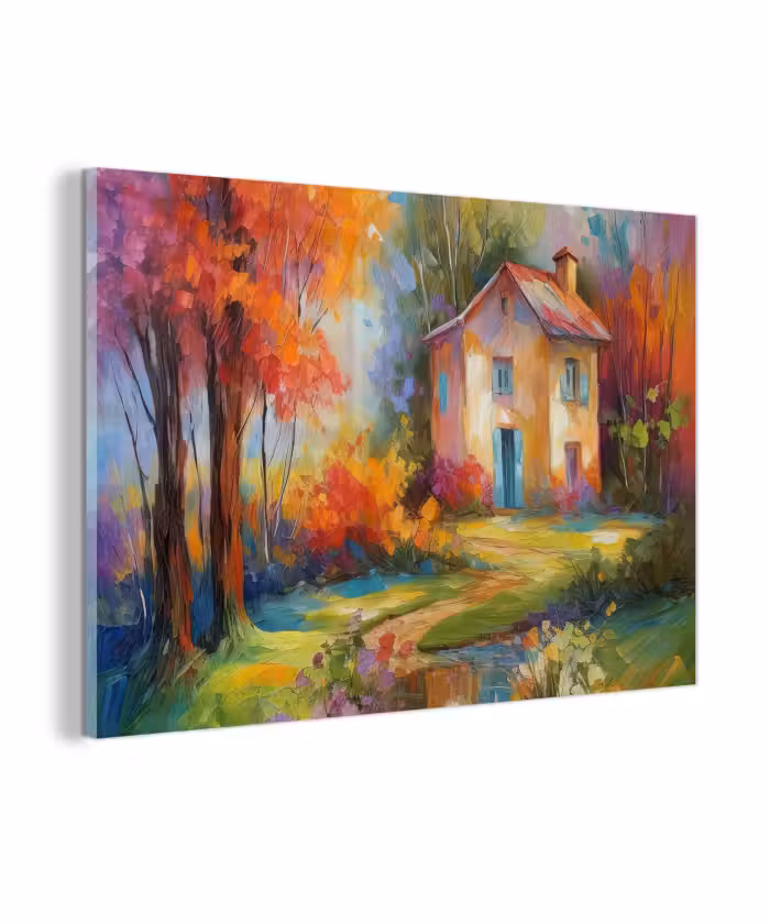 Glas schilderij - Landschap - Kleurrijk - Olieverf - Kunst