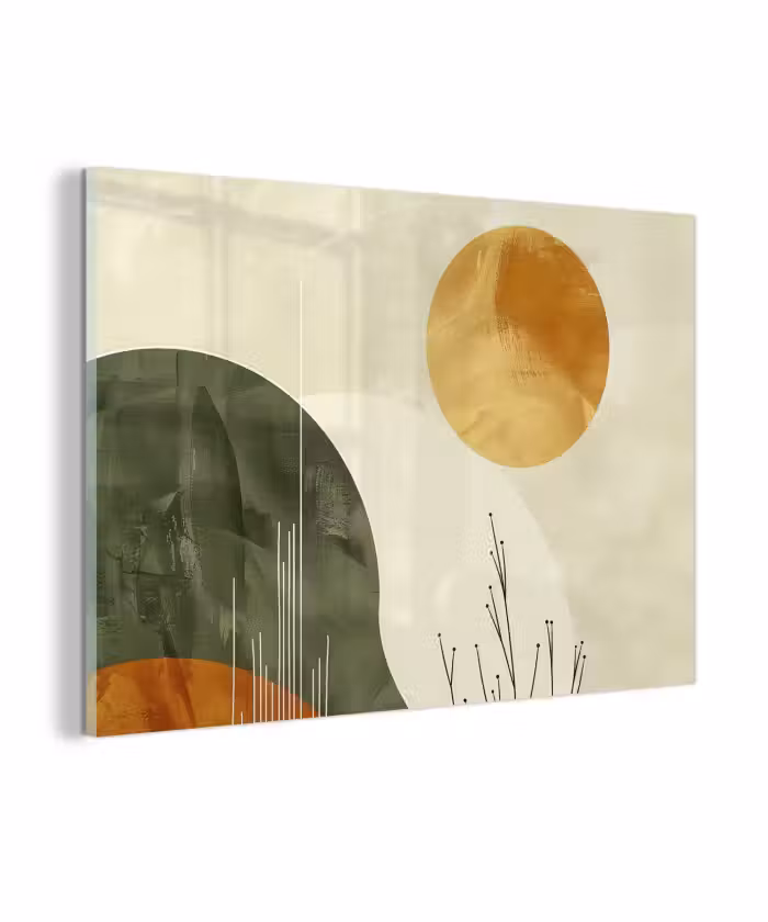 Glas schilderij - Abstract - Landschap - Zon - Kunst