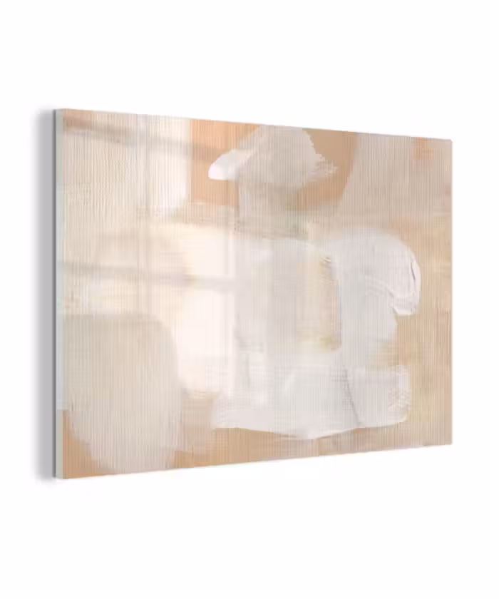 Glas schilderij - Kunst - Wit - Beige - Modern