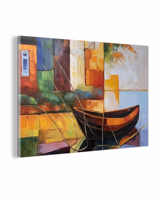 Glas schilderij - Abstract - Kunst - Boot - Kleuren