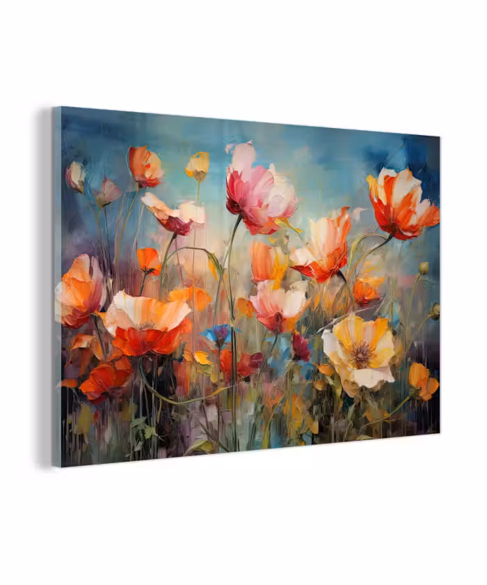 Glas schilderij - Bloemen - Watercolor - Kunst - Botanisch - Natuur