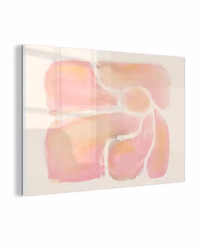 Glas schilderij - Bloemen - Roze - Natuur - Boho